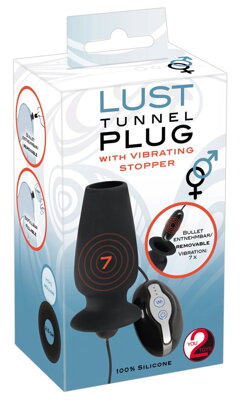 Anální kolík "Lust Tunnel Plug with vibrating stopper"